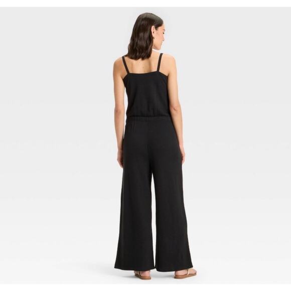 Universal Thread Leisure Studio French Terry Jumpsuit Black Large Black - Picture 2 of 9